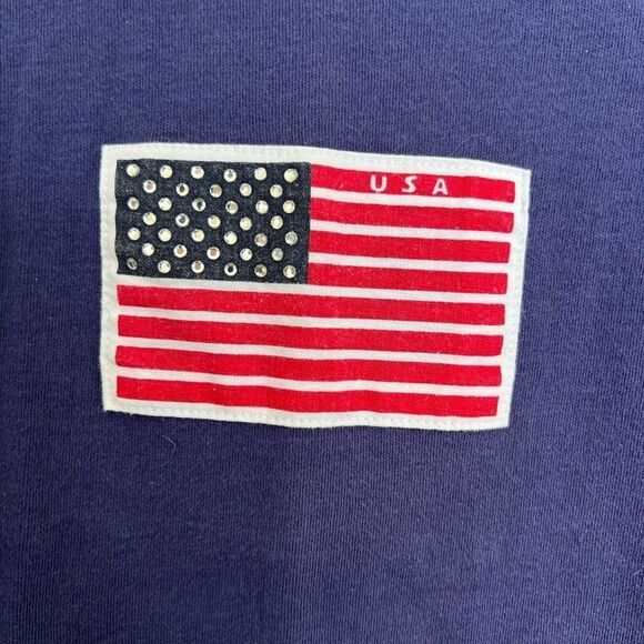 Sport Savvy y2k American flag T-shirt with rhinestones size L - Picture 4 of 6